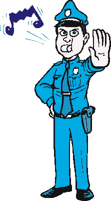 Policjant używa gwizdka